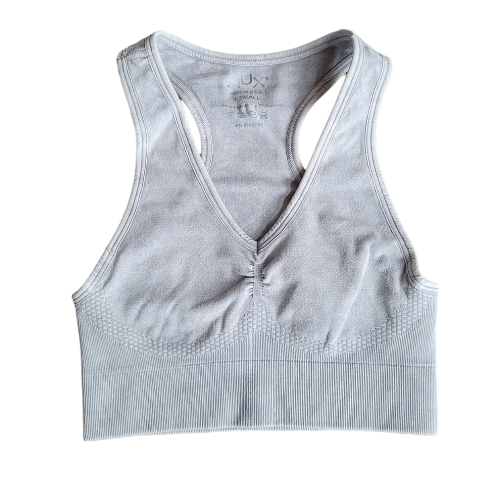 NUX Grey Pullover V-Neck Active Bra Size XS
